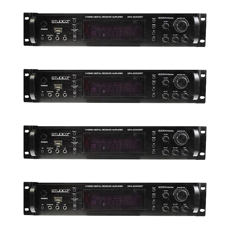 Studio Z 4 x SPA-2000BT 2000 Watt Digital Home Audio Sound System Hybrid Bluetooth AM/FM Radio Stereo Receiver and 2 Channel Amplifier (4 Pack)