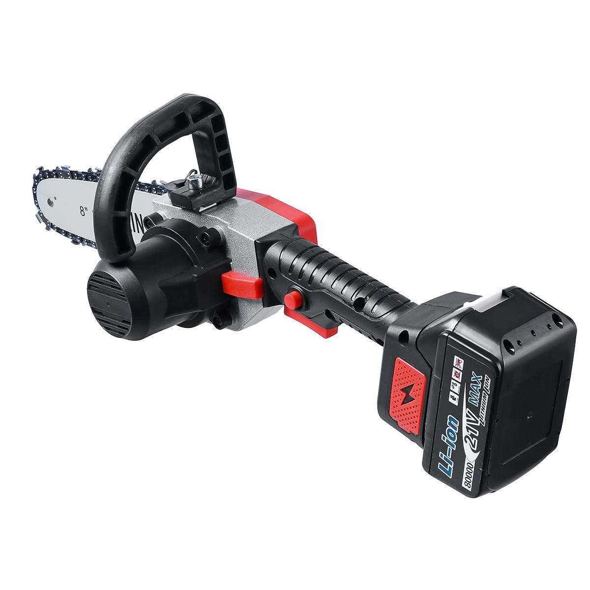 21V 8Inch Cordless Electric Chain Saw Brushless Garden Woodworking Cutting Tool Kit With 2pcs Battery-EU Plug