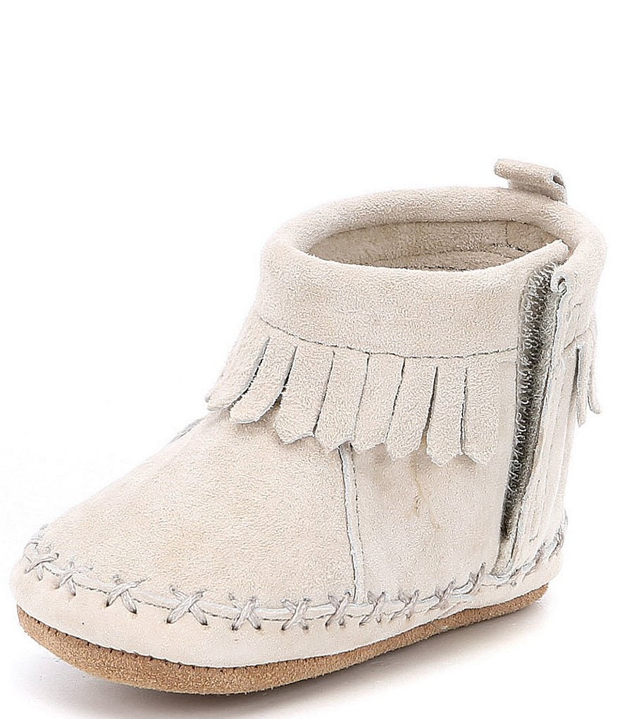 Robeez Suede Fringe Newborn-24 Months Soft Sole Ankle Moccasin Crib Shoes (Infant)