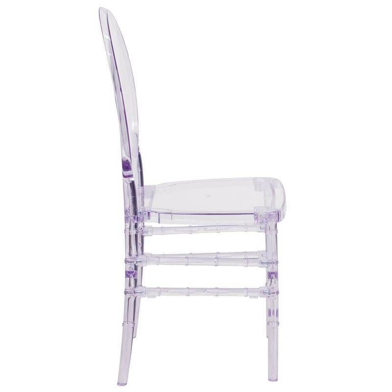 Flash Elegance Stacking Florence Chair with Elongated Oval Back Clear - Riverstone Furniture Collection