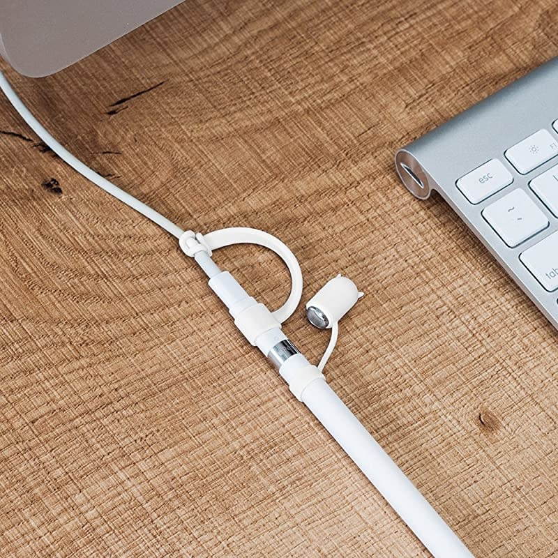 3-Pack]  for Apple Pencil Cap/Apple Pencil Horn Cap Holder/Cable Adapter Tether for iPad Pro Pencil (Ivory White)