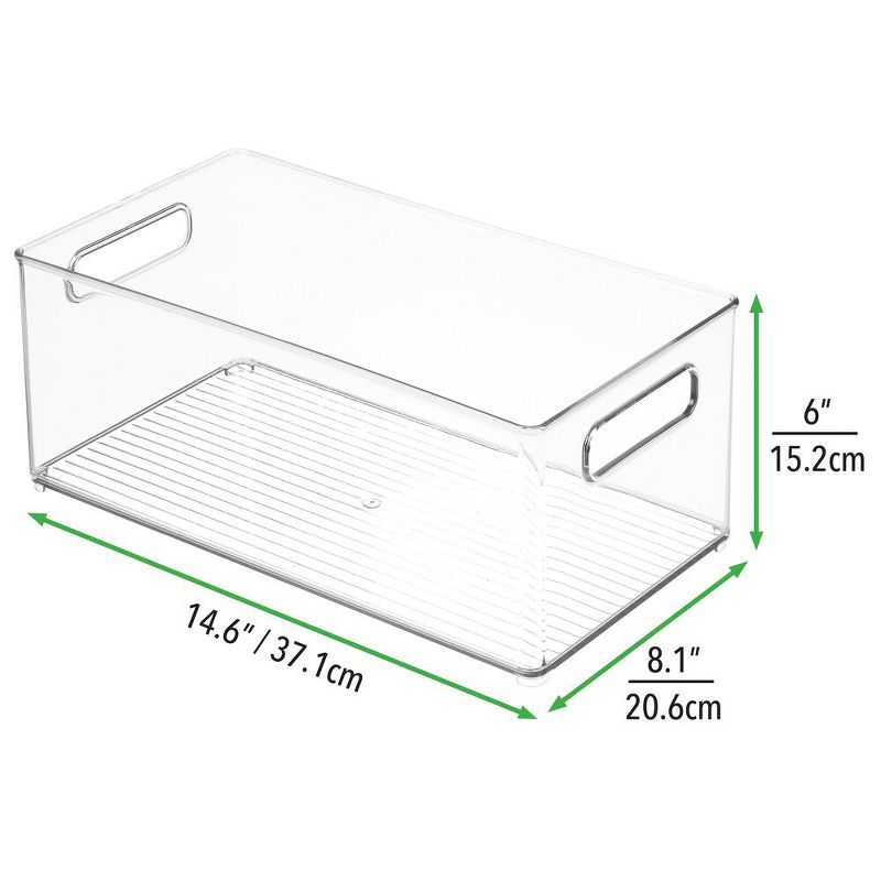 mDesign Plastic Home Storage Organizer Bin, 14.5" Long, 2 Pack - Clear