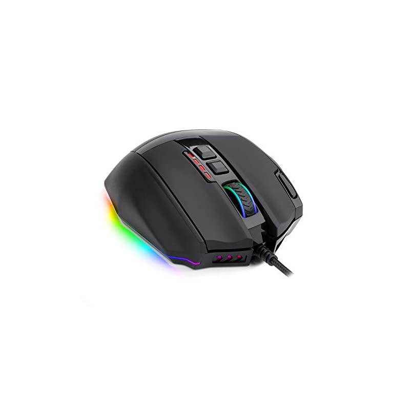 M801 Gaming Mouse RGB MMO 9 Programmable Buttons Mouse with Macro Recording Rapid Fire Button 16000 DPI for Windows PC (Wired, Black)