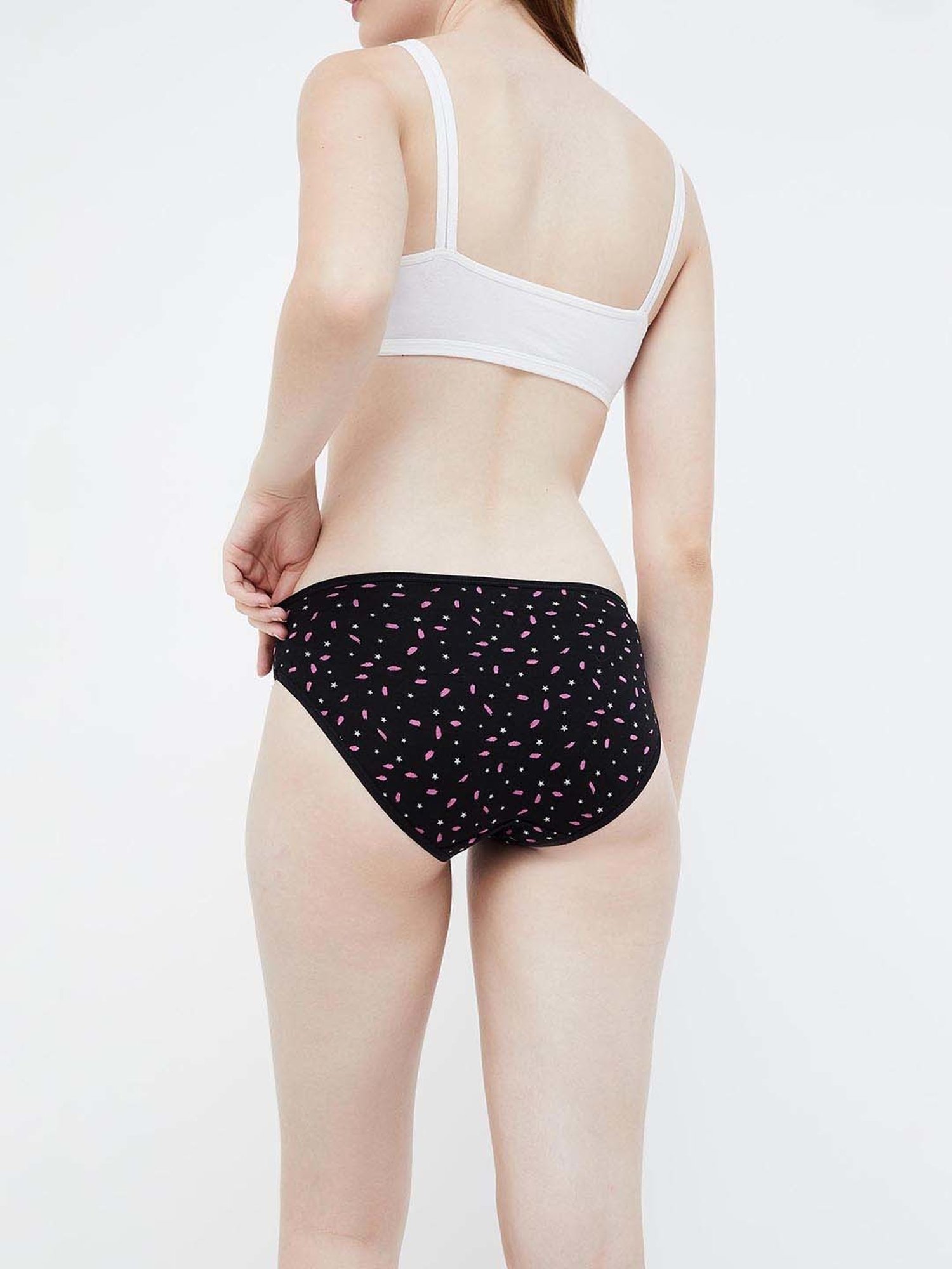 Ginger by Lifestyle Pink & Black Printed Hipster Panties - Pack of 3