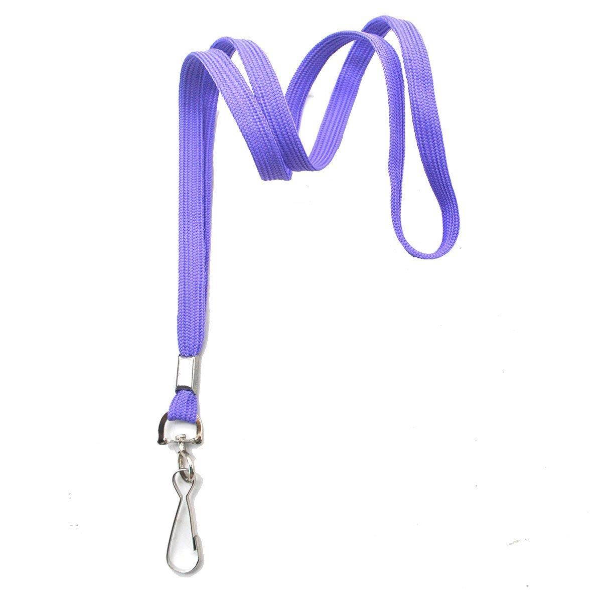 Lanldc 32-Inch Cotton Swivel J-Hook Lanyards Bulk Flat Lanyards for Office ID Name Tags and Badge Holders (50Pcs, Purple)