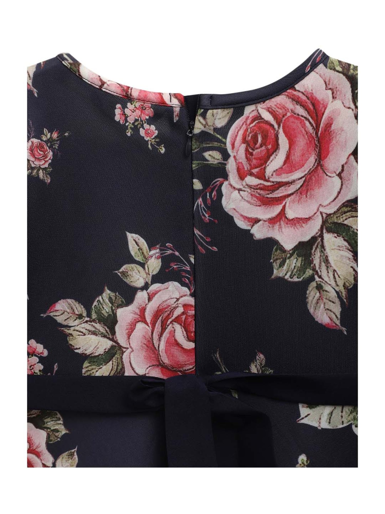 Ahalyaa Kids Navy Floral Print Dress