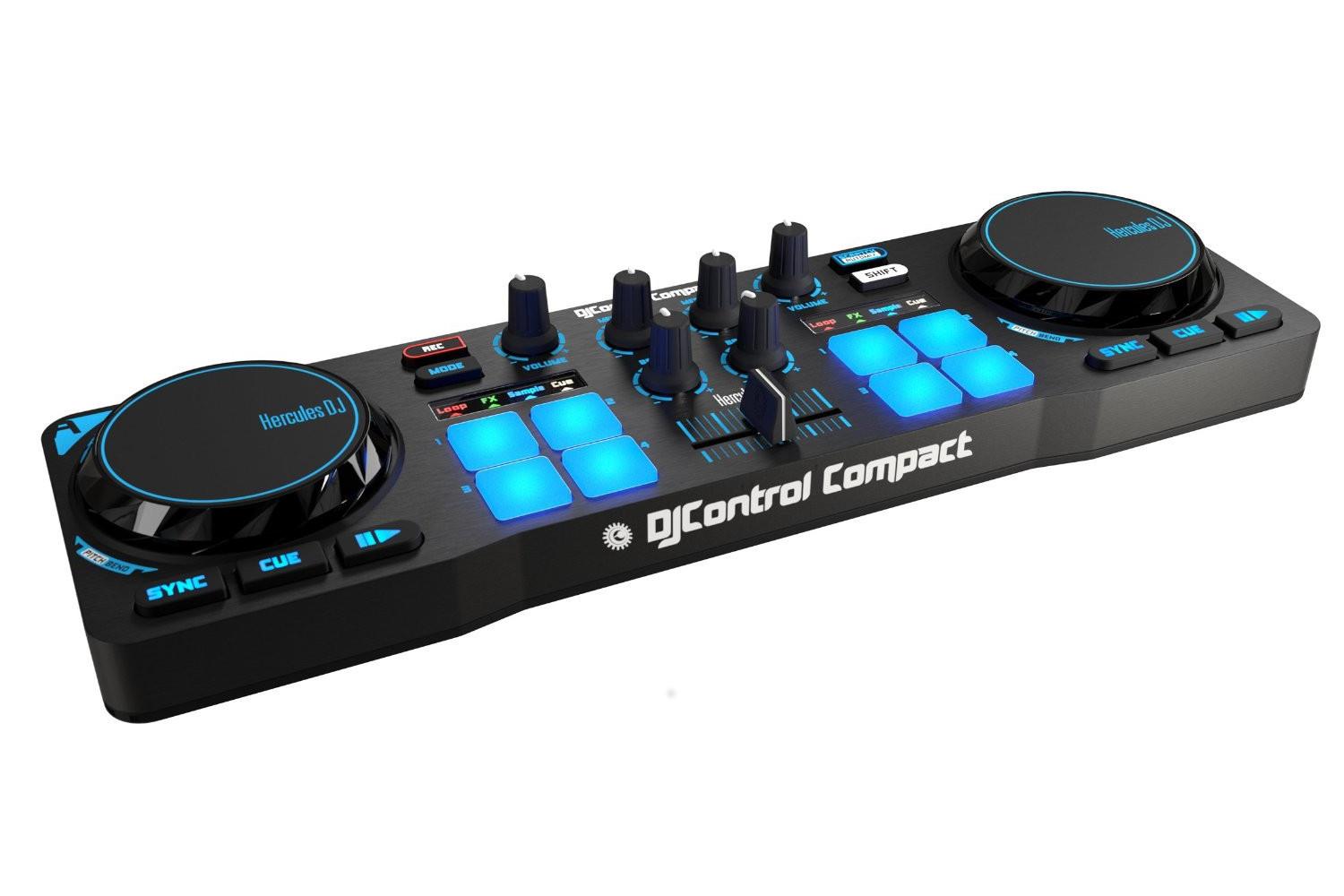 Hercules DJControl Compact super-mobile USB Controller and Laptop Stand