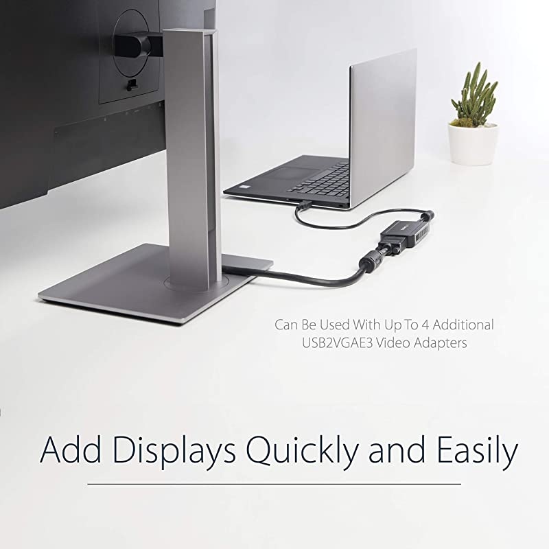 com USB to VGA Adapter 1920x1200 External Video Graphics Card Dual Monitor Display Adapter Supports Windows USB2VGAE3