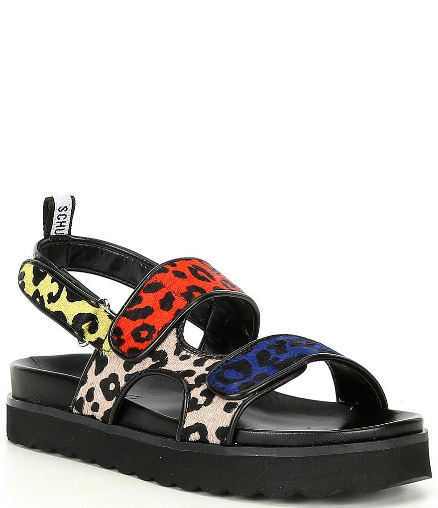 Schutz Zaha Leopard Print Haircalf Platform Sandals