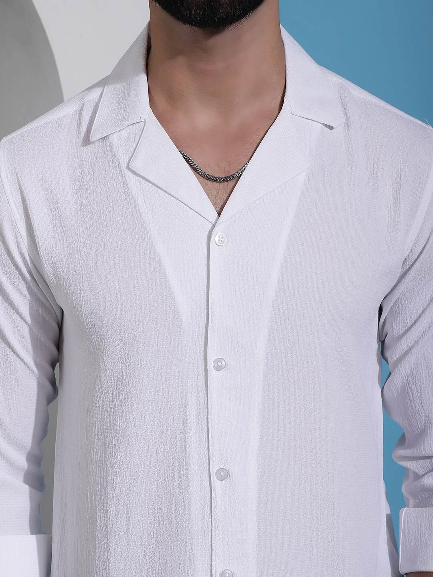 Indian Needle White Regular Fit Texture Shirt