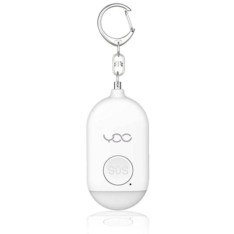 Safe Personal Alarm 130db Personal Safety Alarm Siren Song for Women Keychain with USB Rechargeable LED Flashlight Emergency Self Defense Safe Sound for Kids Elderly White