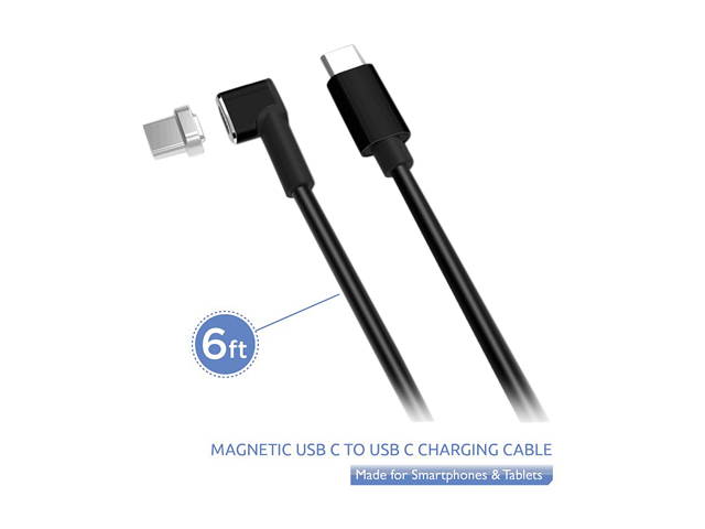 XtremPro 11176 6 ft. Magnetic USB-C to USB Type-C Charging Adapter Data Sync Cable - Black