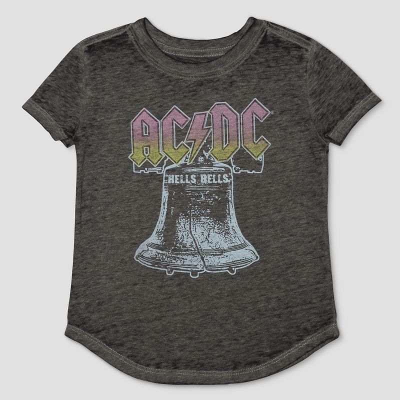 Toddler Girls' AC/DC Burnout Short Sleeve Graphic T-Shirt - Black 3T