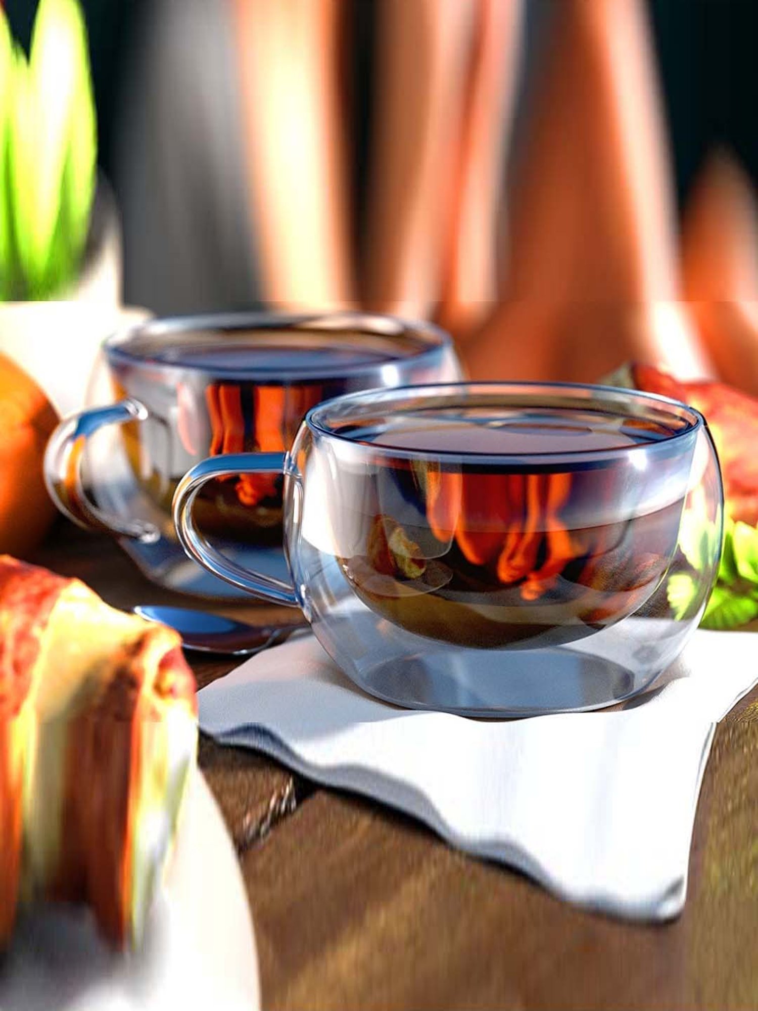 Femora Transparent Glass 9.7 cm Tea Cup (0.3 L) - Set of 6