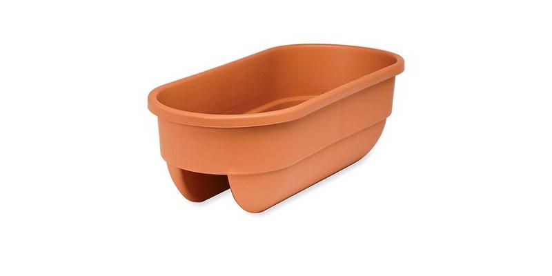 HC Companies 12-Inch Outdoor Plastic Deck Flower Planter Box, Chocolate (2 Pack)