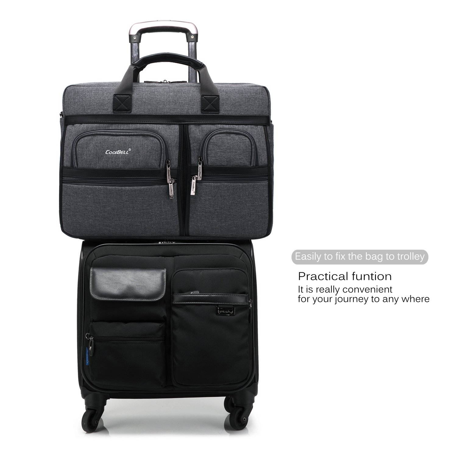 LUOM 17.3" Laptop Bag Laptop Briefcase Fits Up to 17.3 Inch Laptop Water-Repellent Gaming Computer Bag Shoulder Bag Large Capacity for Travel/Business/School/Men, CB-5003,  Black