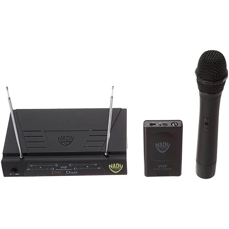 ENC DUET Wireless Dual Channel Handheld & Lapel/Lavalier Microphone System with 2 Wireless Transmitters