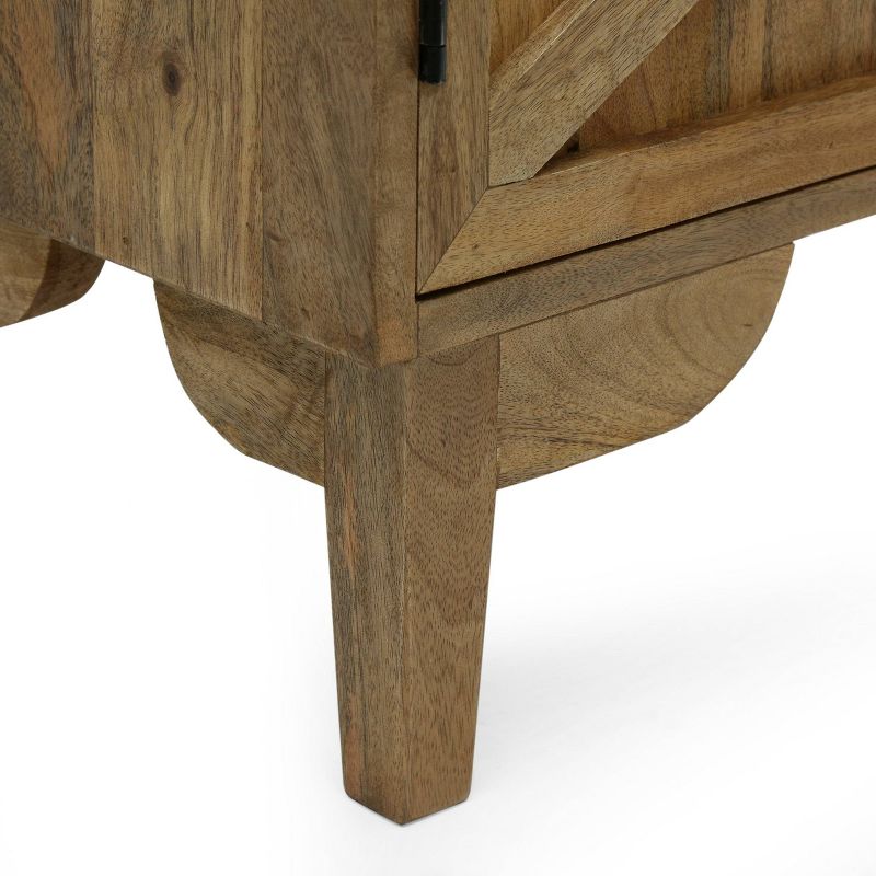 Sula Farmhouse Handcrafted Mango Wood 2 Door Cabinet Natural - Christopher Knight Home