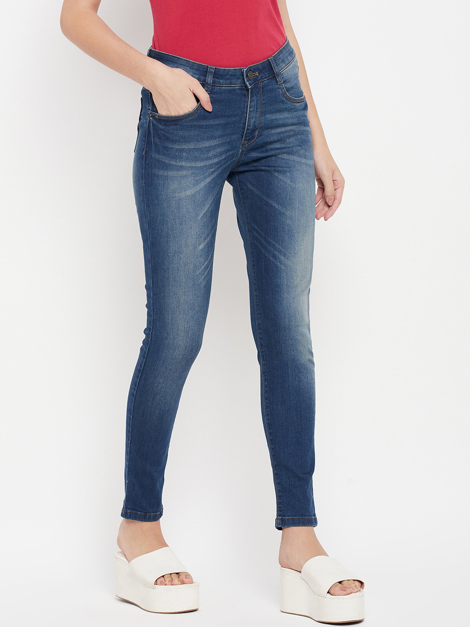 Crozo By Cantabil Blue Regular Fit Mid Rise Jeans