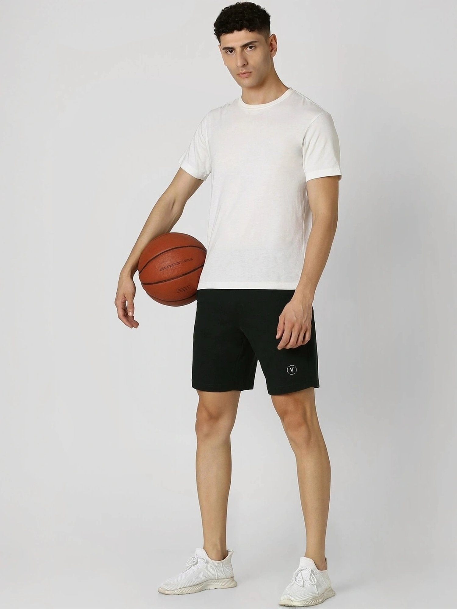 Adidas White Regular Fit Striped Sports Shorts