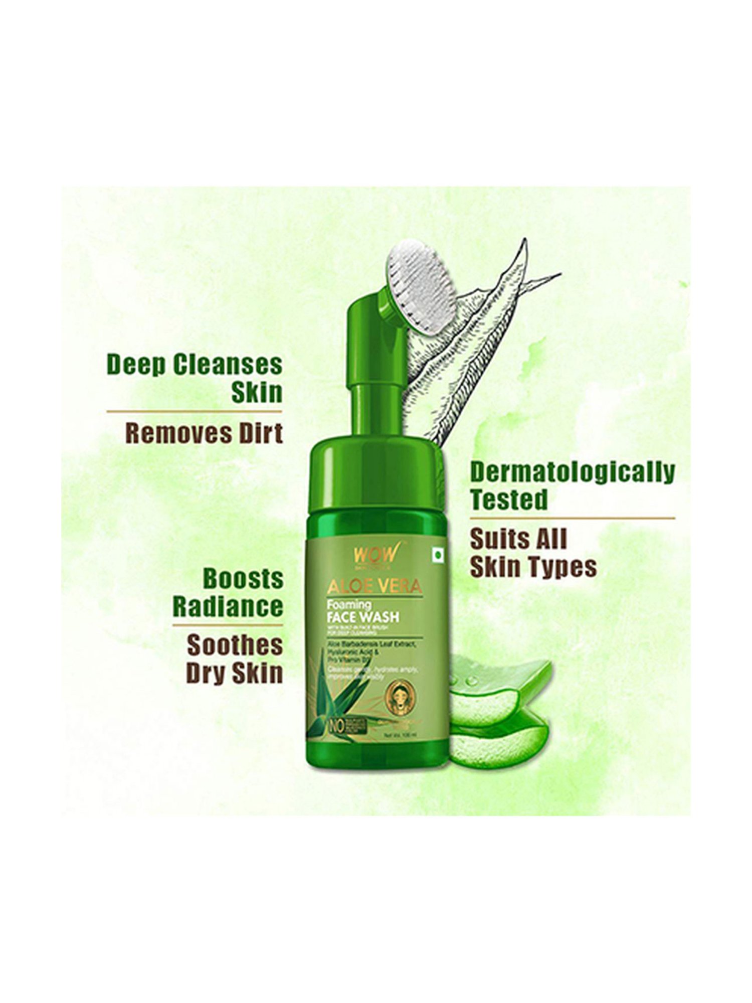 WOW Skin Science Aloe Vera Foaming Face Wash - 150 ml