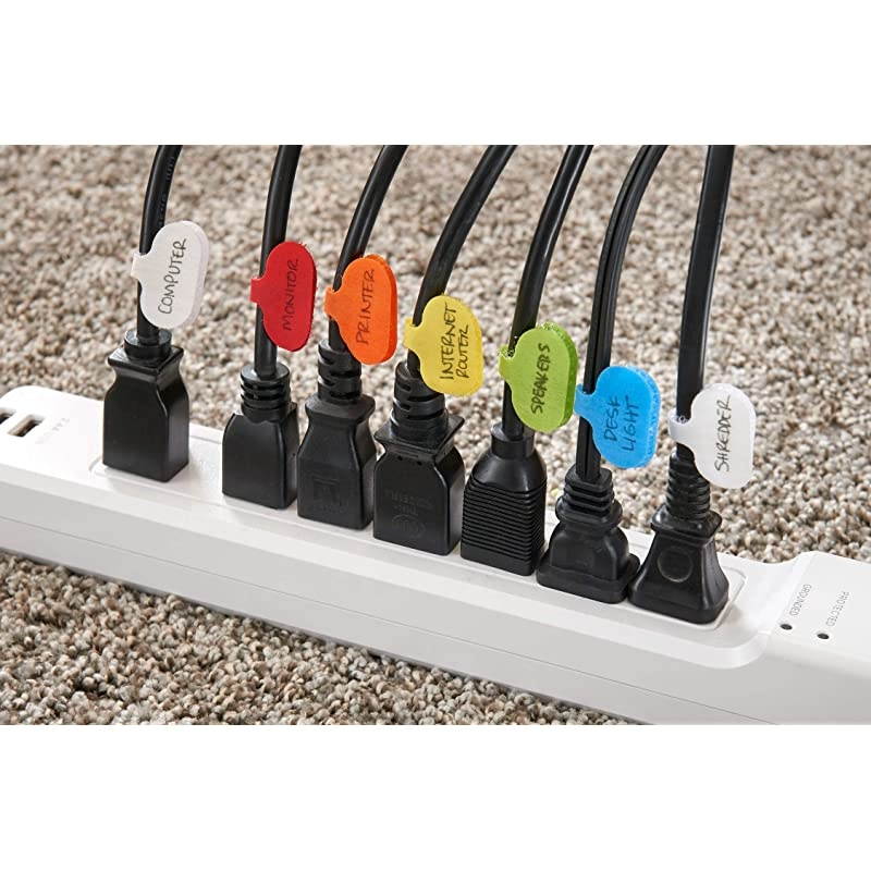 Labels by WrapIt Storage Oval White 36 Pack Write On Cord Labels Wire Labels Tags and Wire Tags for Management and Identification for Electronics Computers and More