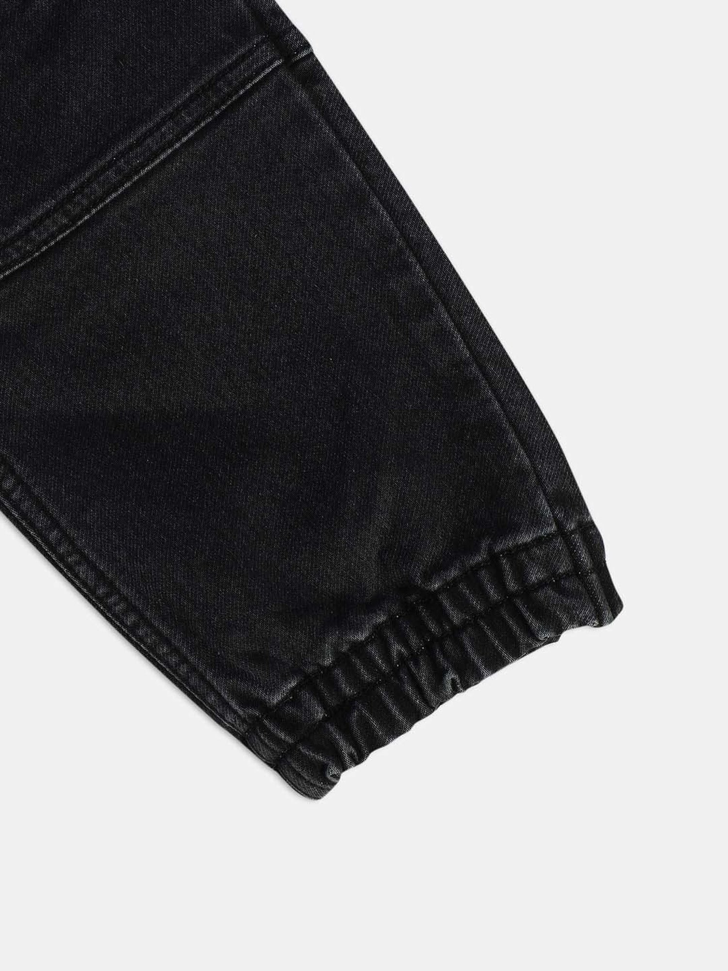 MINIKLUB Boys Black Cotton Solid Full Sleeves Denim Pant
