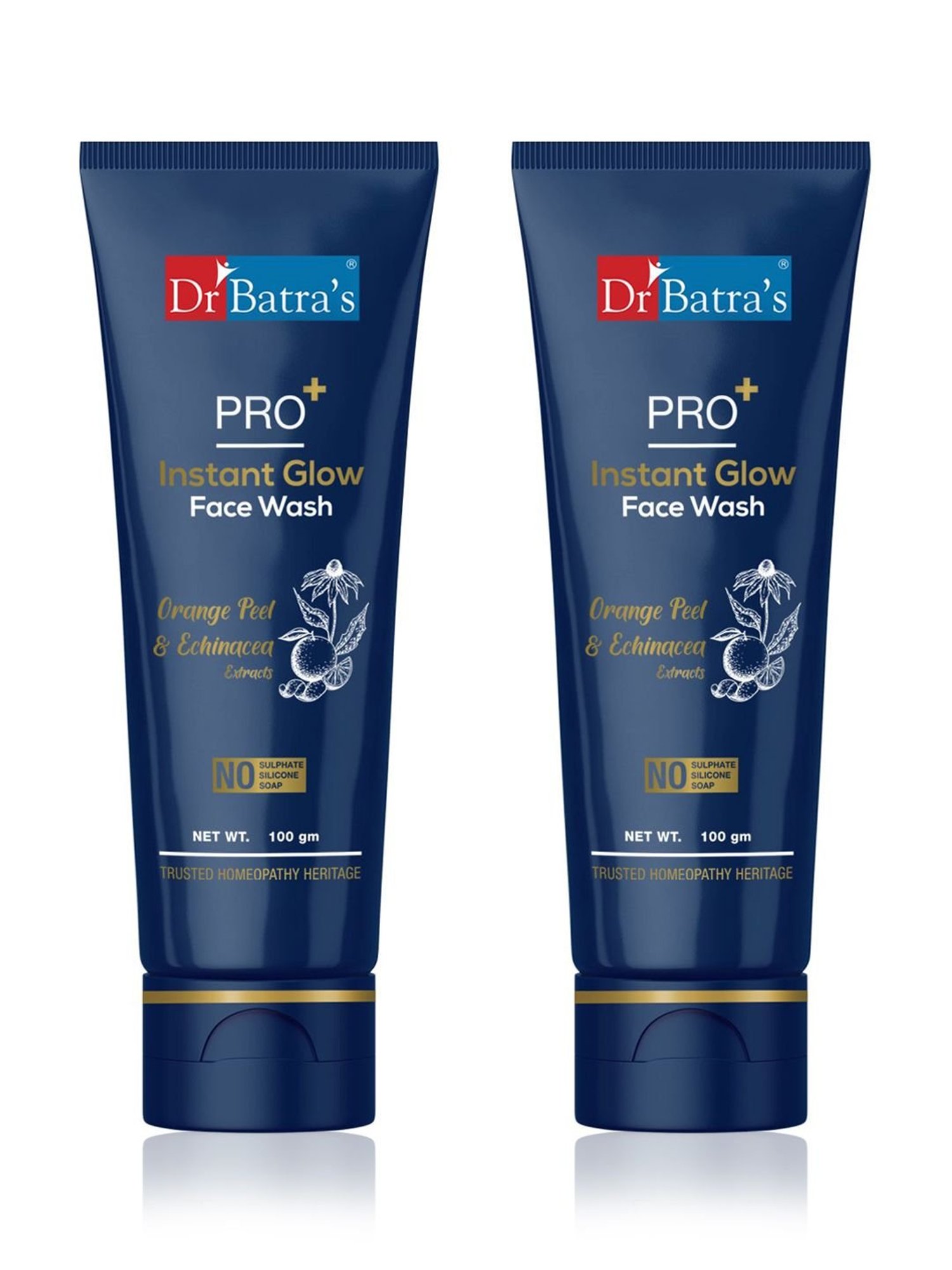 Dr Batra's PRO+ Instant Glow Face Wash, Rejuvenates Skin,For Men, Women (Pack of 2) - 100 gm