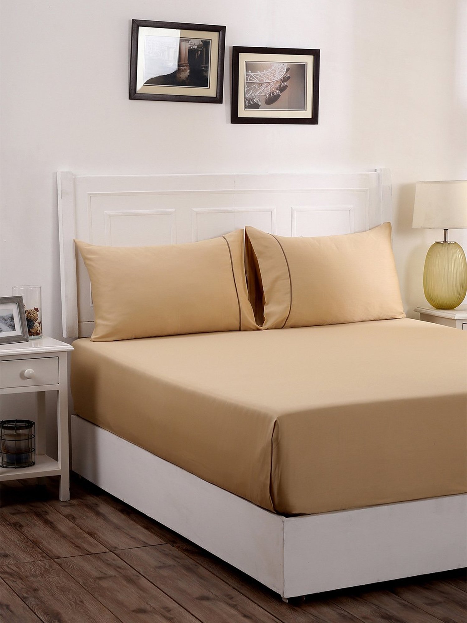 Maspar Gold 300 TC Cotton Single Bed Sheet with 1 Pillow Cover