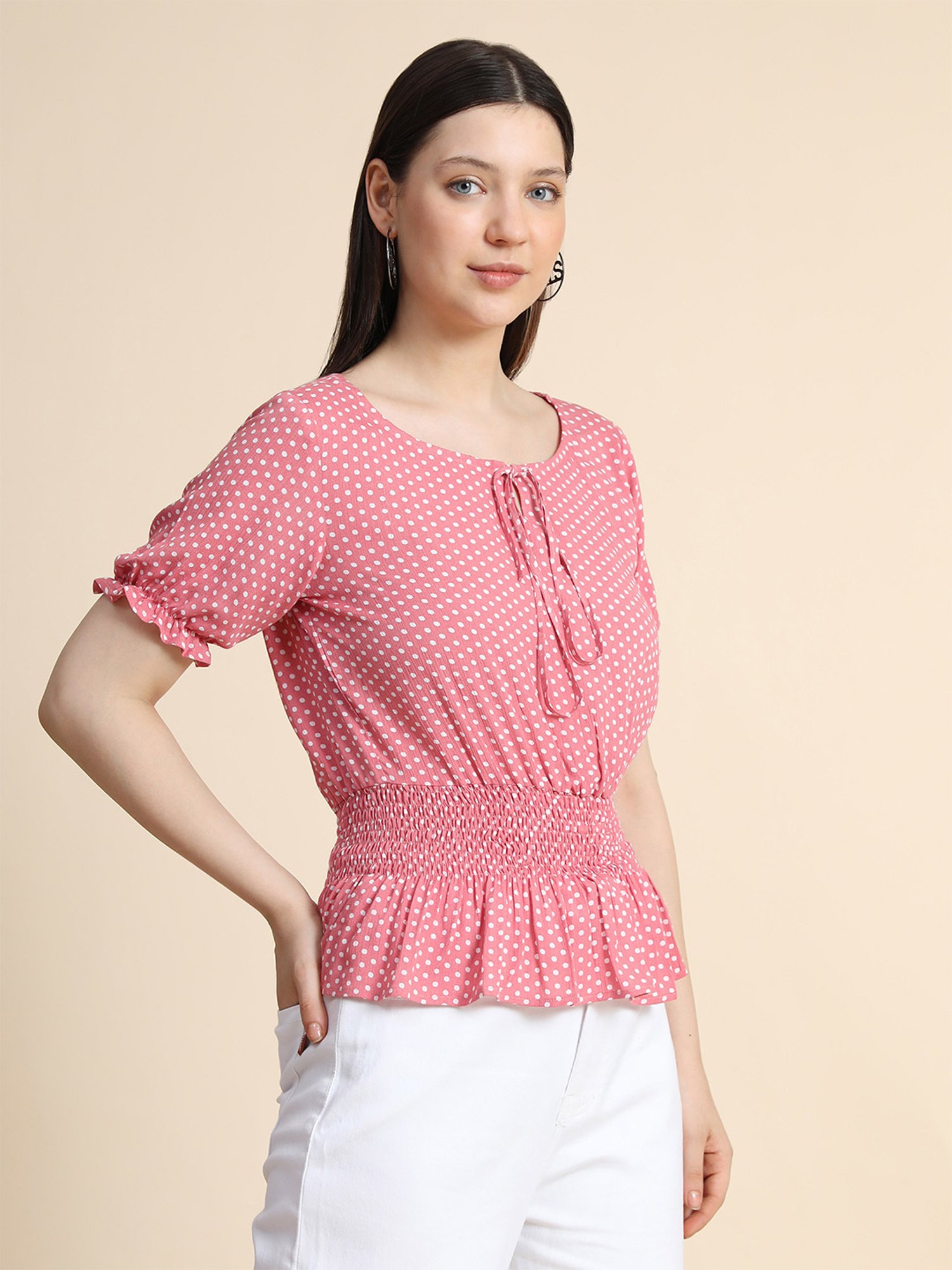 KERI PERRY Baby Pink Printed Top
