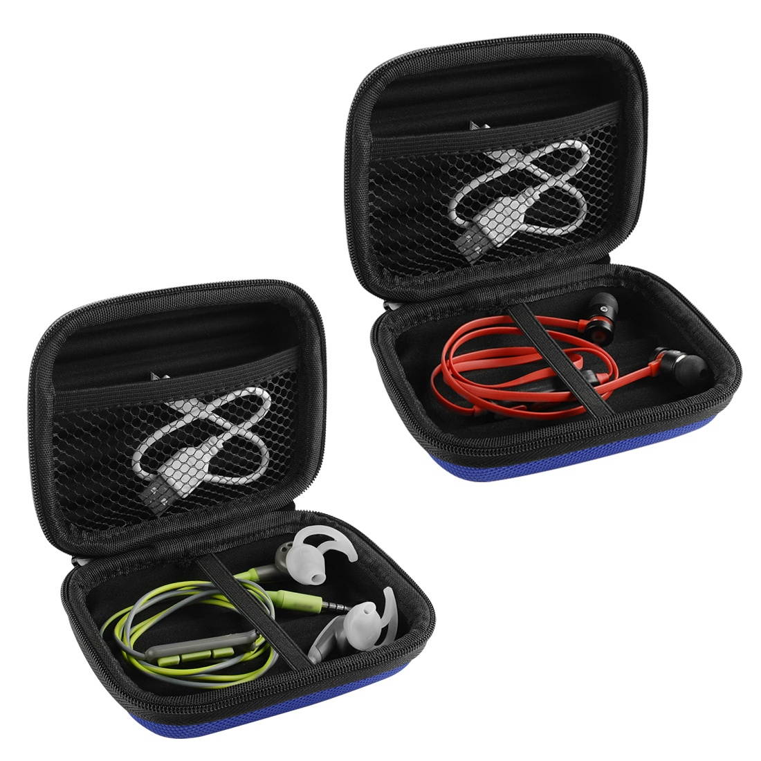 Geekria UltraShell Case for Bowers & Wilkins, Beyerdynamic, Jabra Headphones, Replacement Protective Hard Shell Travel Carrying Bag with Accessories Storage (Blue)