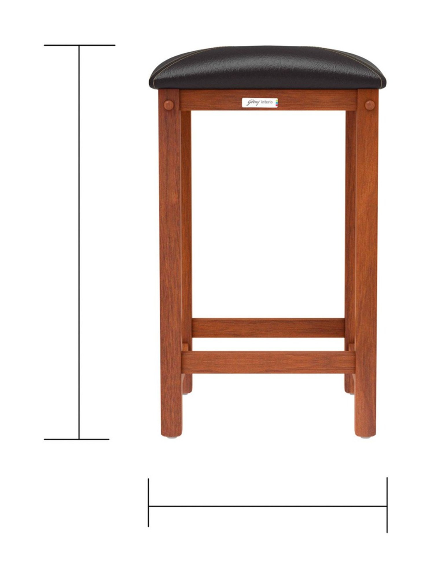 Godrej Interio Clark Counter Brown Solid Wood Standerd Bar Stool - Set of 2