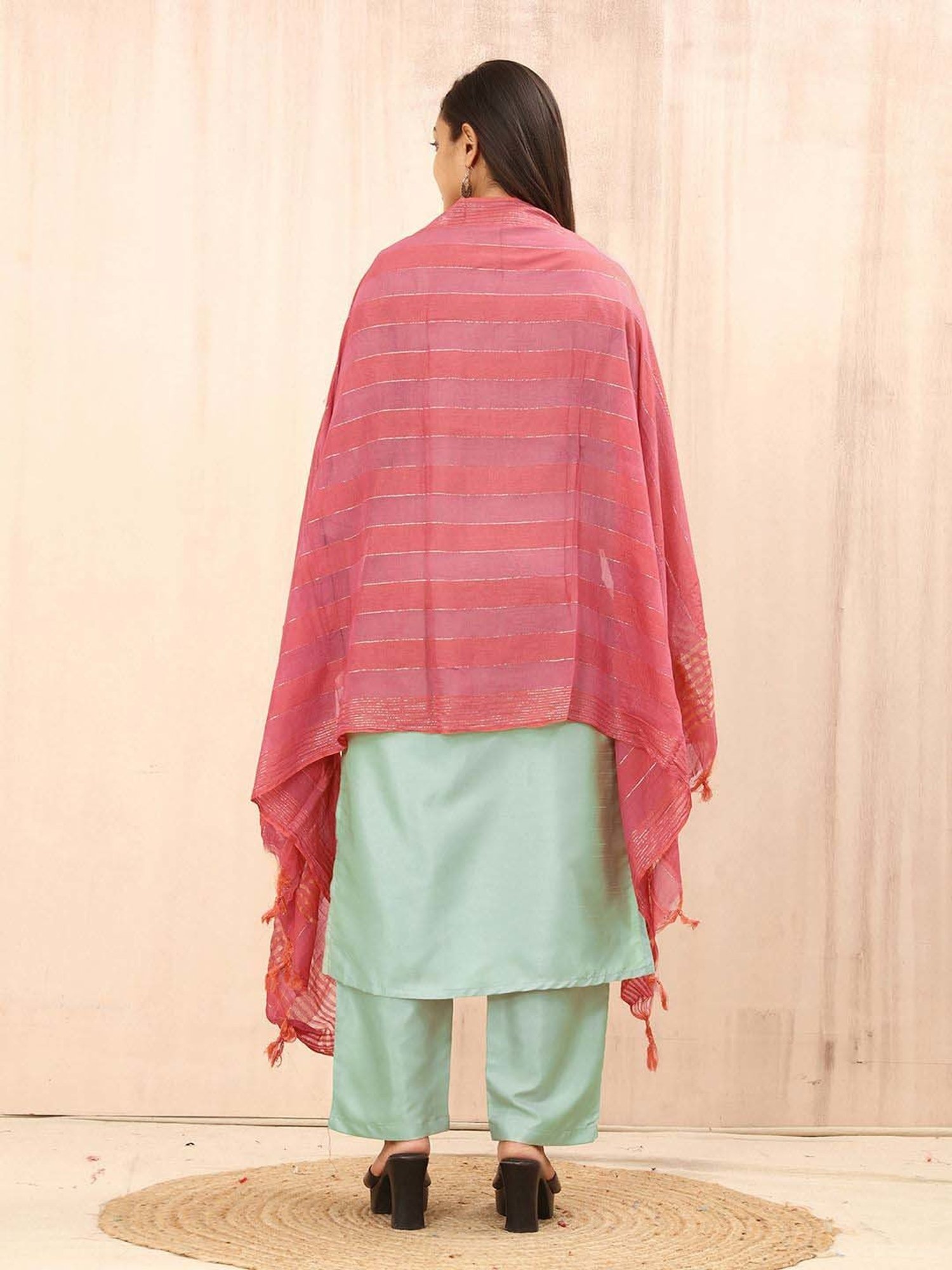 Skylee Green Embroidered Kurta Pant Set With Dupatta