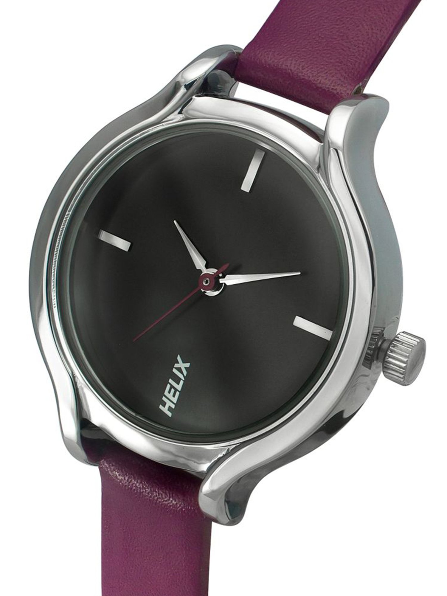 Helix By Timex Black Round Dial Analog Leather Women Watch - TW027HL19