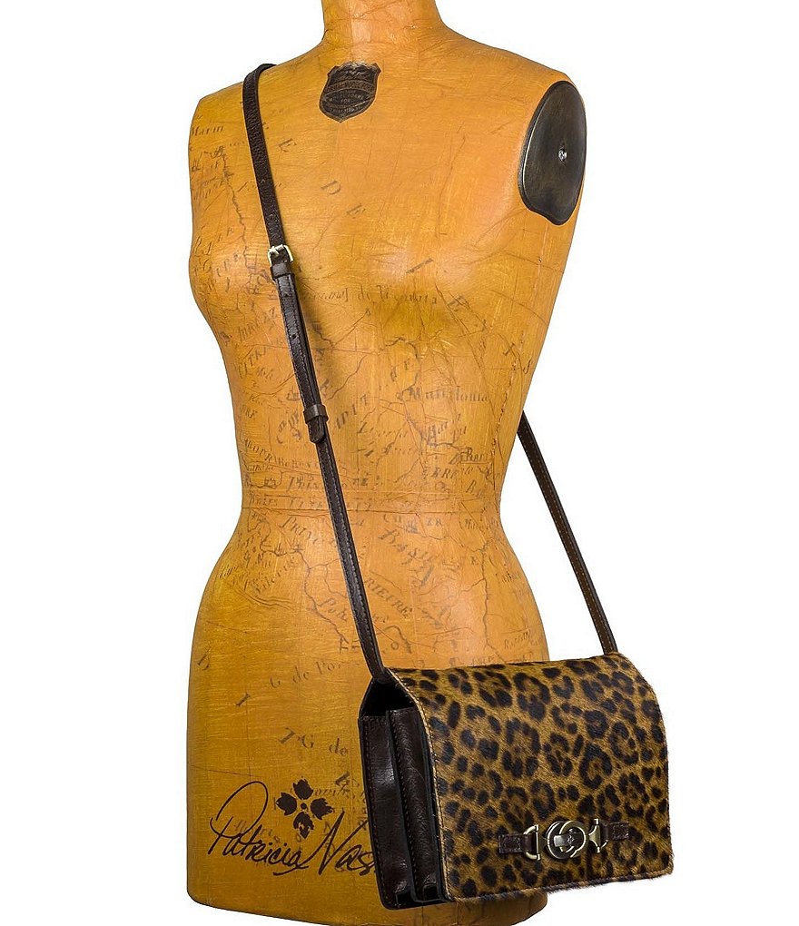 Patricia Nash Leopard Collection Laurentina Haircalf Leather Crossbody Bag