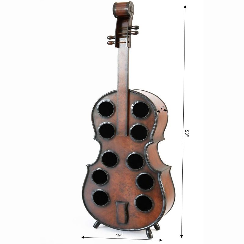 Vintiquewise Decorative 10 Bottle Wooden Cello Shaped Wine Rack 53" Inch Floor Violin