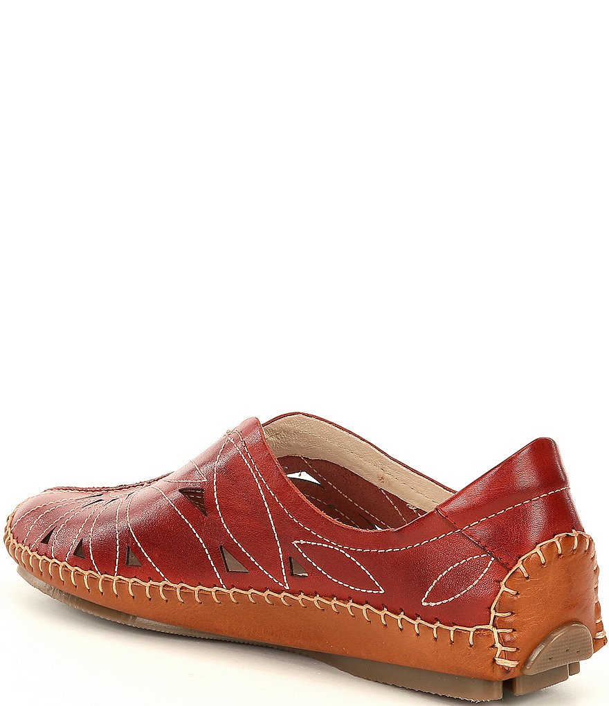 Pikolinos Jerez Floral Leather Cut-Out Detail Slip-On Moccasins