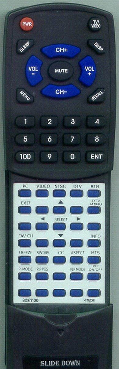 Replacement Remote Control for HITACHI 37HDL52A, 32HDL52A, 37HDL52, E052731080, 32HDL52