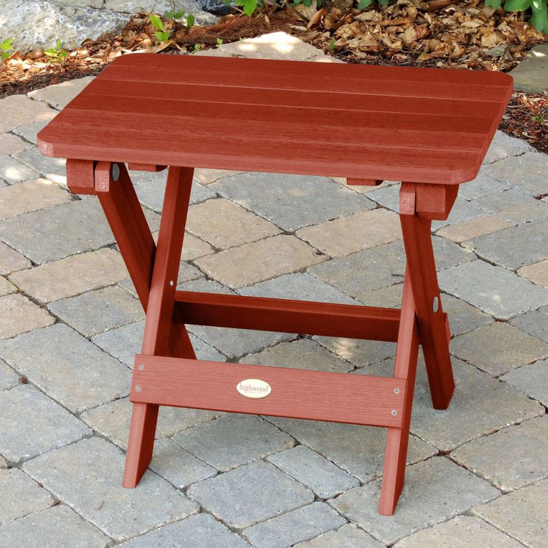 Adirondack Folding Patio Side Table Rustic Red - highwood