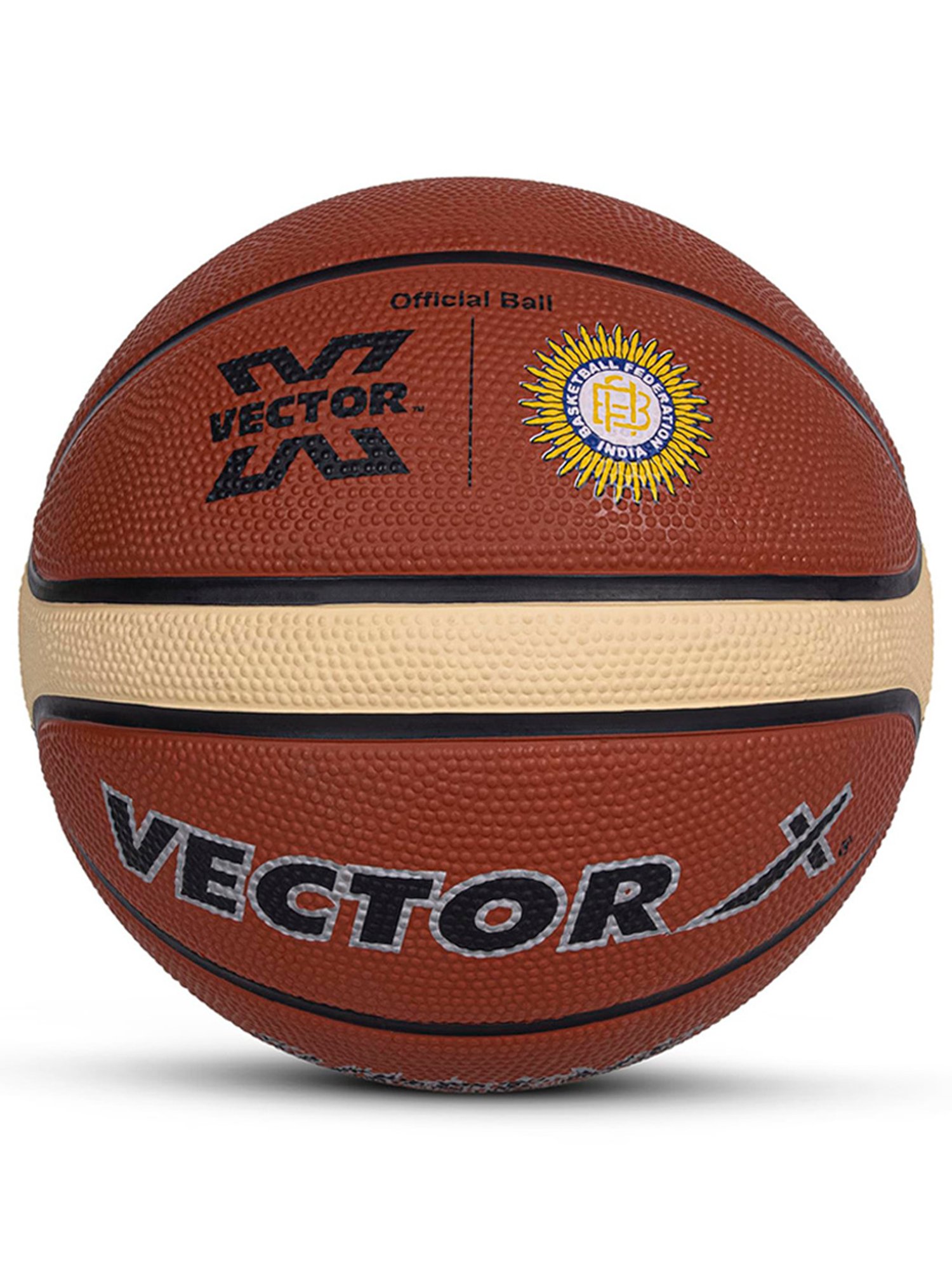 Vector X Supreme Fedration of India Rubberised Bladder Professional Basketball (Brown) Size - 5