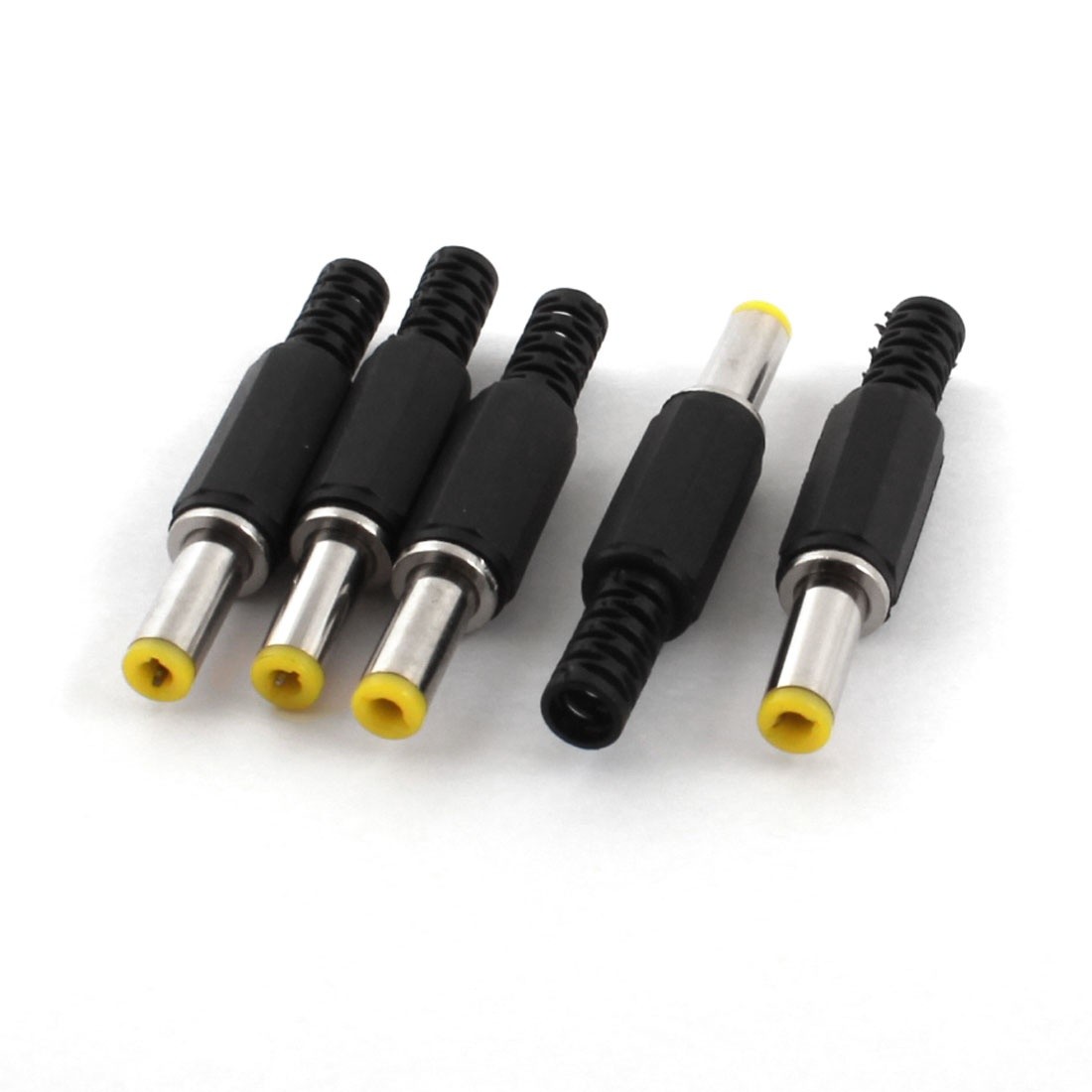 Global Bargains 5 Pcs 5mm Wire Hole Plastic Shell 5.5mm x 2.5mm Male DC Plug Adapter Connector