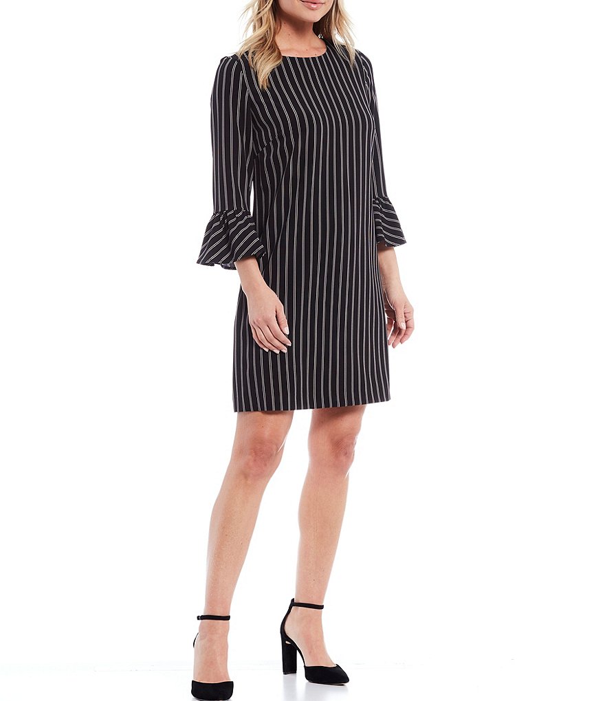 Preston & York Renee Stripe Flutter Sleeve Dress