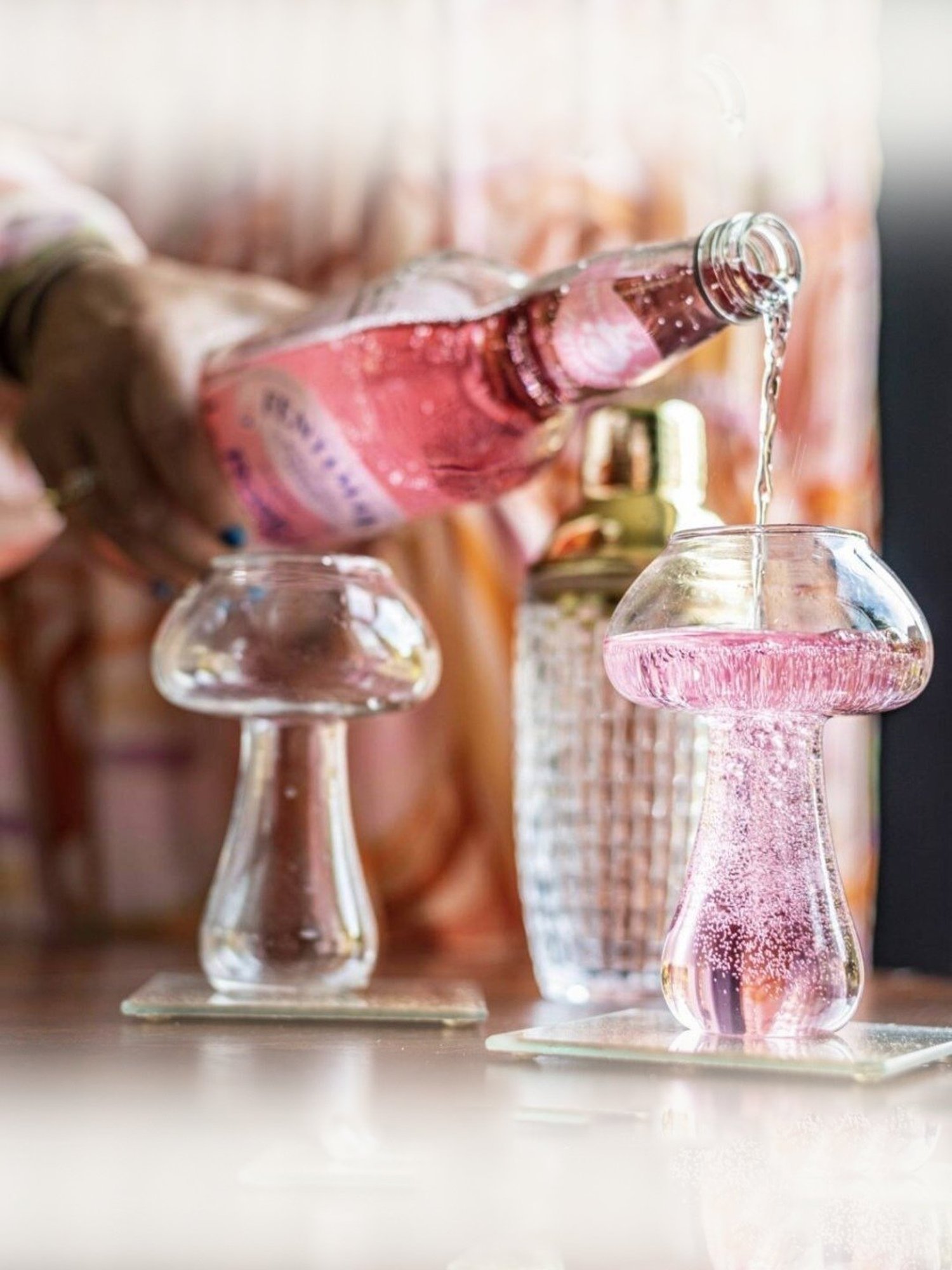 Melbify Mushroom Transparent Cocktail Glass with Free Straw 300ml - Set of 2