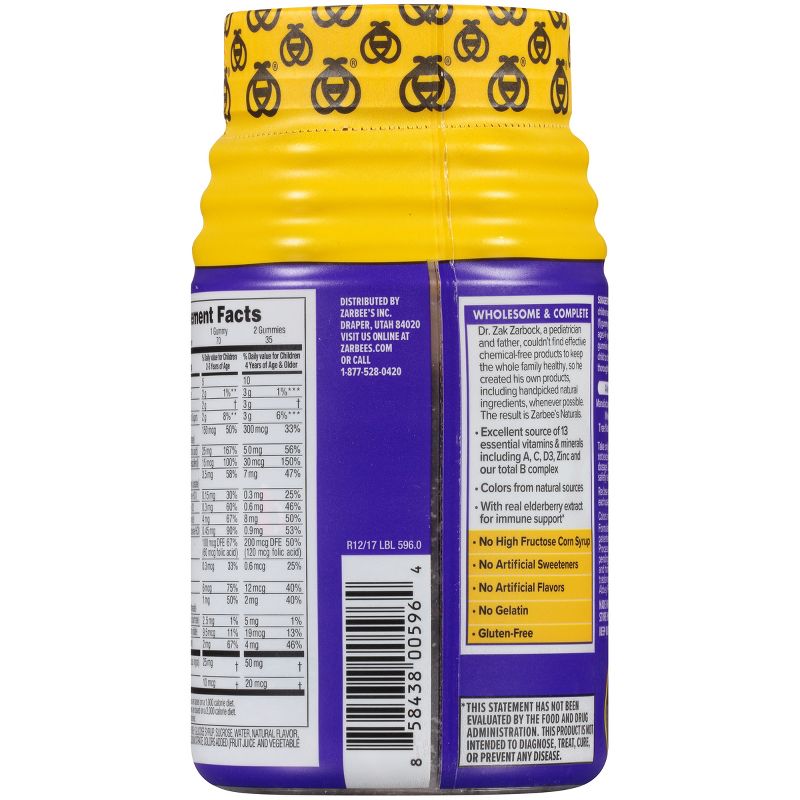 Zarbee's Naturals Children's Complete Multivitamin + Immune Gummies - Natural Mixed Berry - 70ct