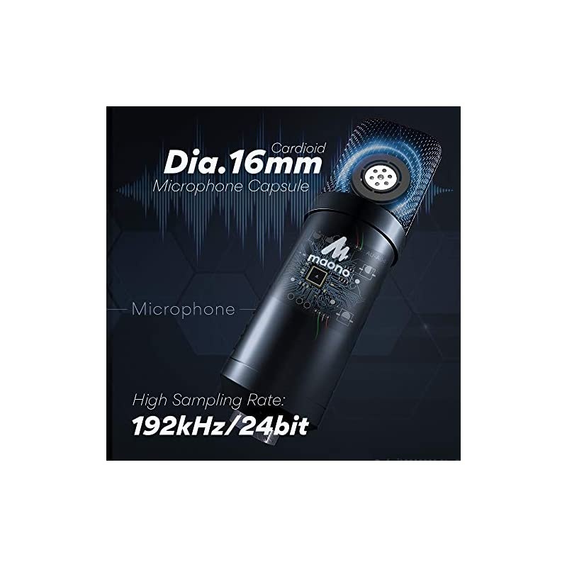 USB Microphone with Studio Headphone Set 192kHz24 bit  AUA04H Vocal Condenser Cardioid Podcast Mic Compatible with Mac and Windows YouTube Gaming Livestreaming Voice Over
