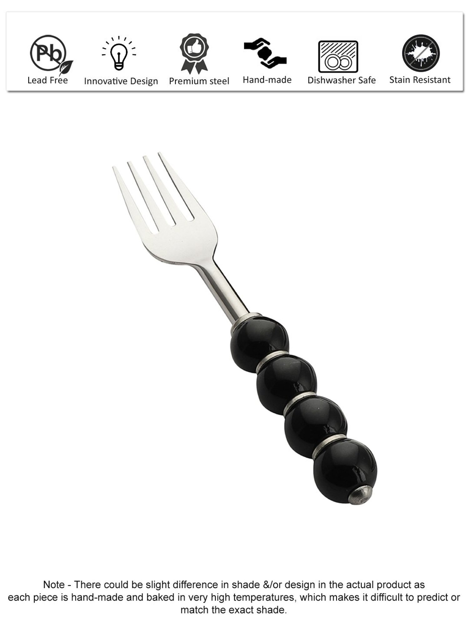 VarEesha Black Steel Forks - Set of 6