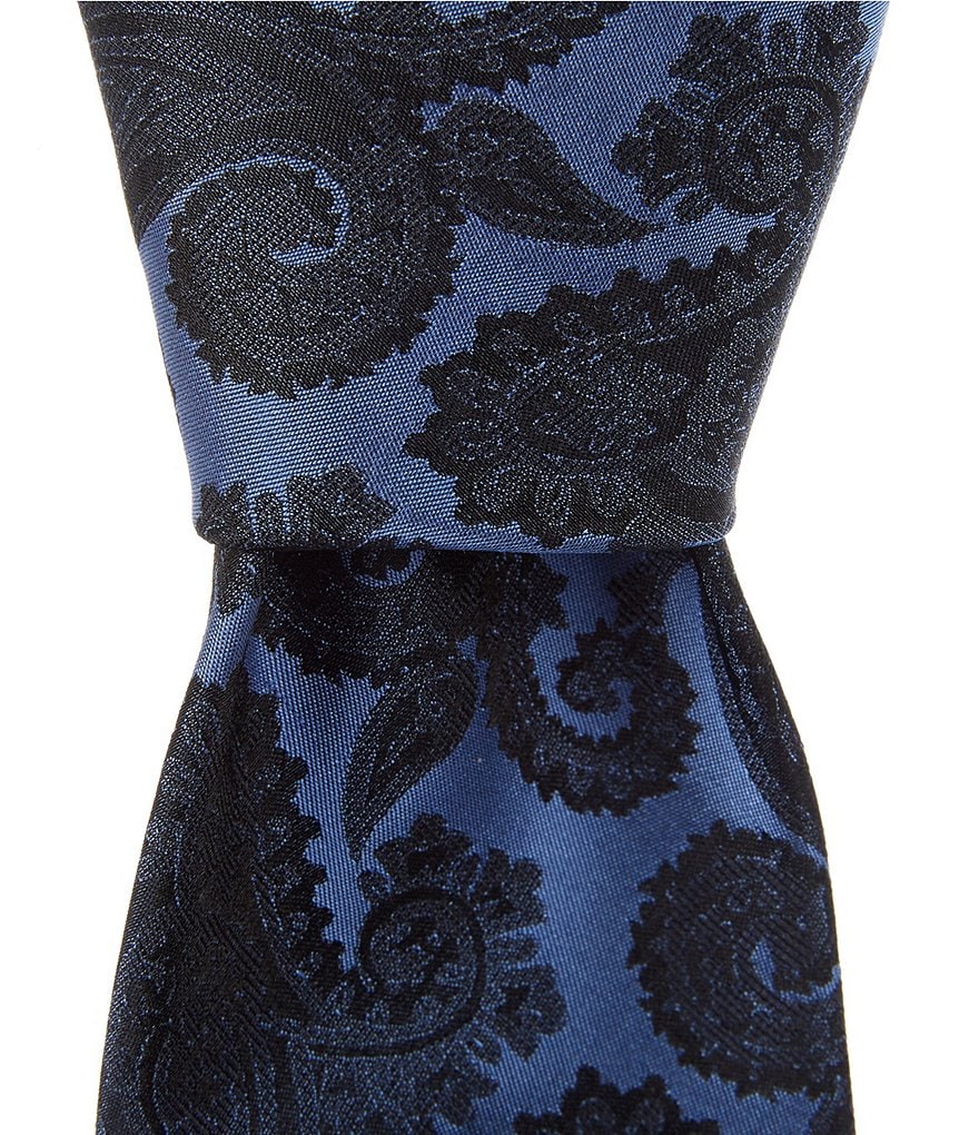 Roundtree & Yorke Big & Tall Carlisle Stripe Traditional 3 3/8#double; Silk Tie