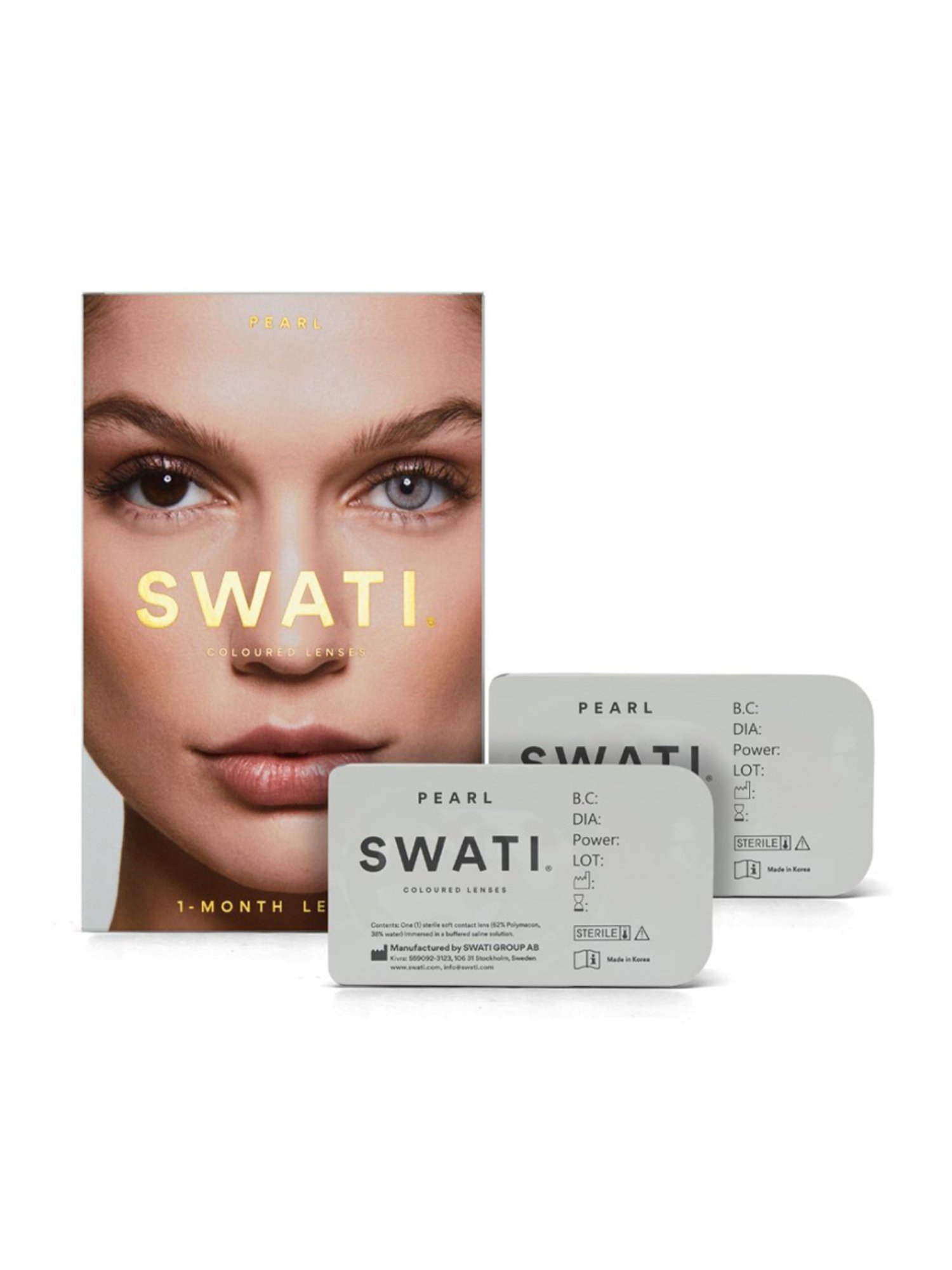 Swati Cosmetics Coloured Contact Lenses - Pearl (1 Month, Power -1.5)