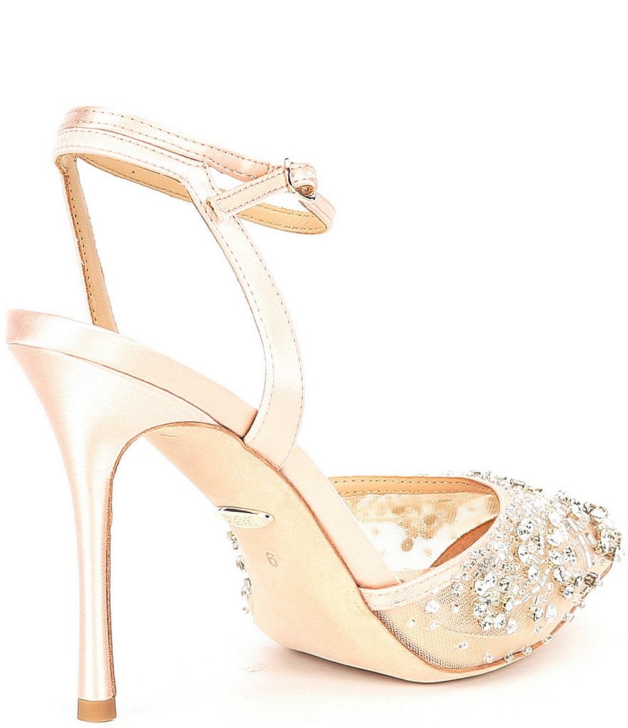 Badgley Mischka Roe Crystal And Beaded Detail Pointed Toe Dress Pumps