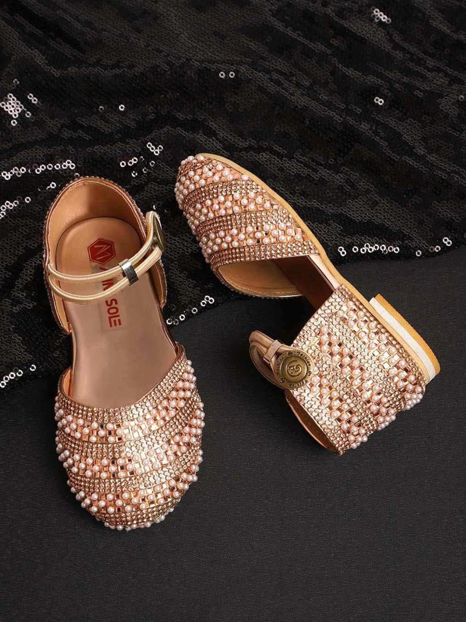 Minesole Kids Rose Gold Ethnic Sandals
